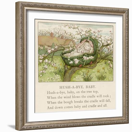 Baby Sleeps in Its Cradle Among the Apple Blossom Unaware of the Danger That-Kate Greenaway-Framed Photographic Print