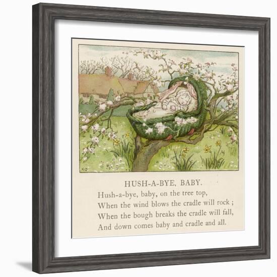 Baby Sleeps in Its Cradle Among the Apple Blossom Unaware of the Danger That-Kate Greenaway-Framed Photographic Print