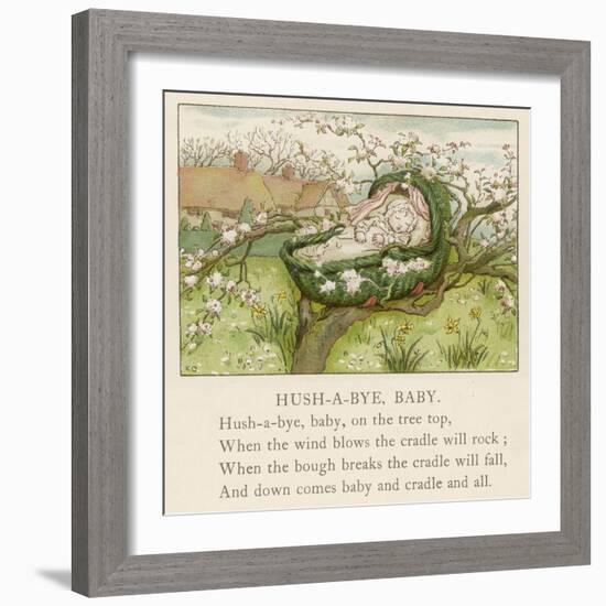 Baby Sleeps in Its Cradle Among the Apple Blossom Unaware of the Danger That-Kate Greenaway-Framed Photographic Print