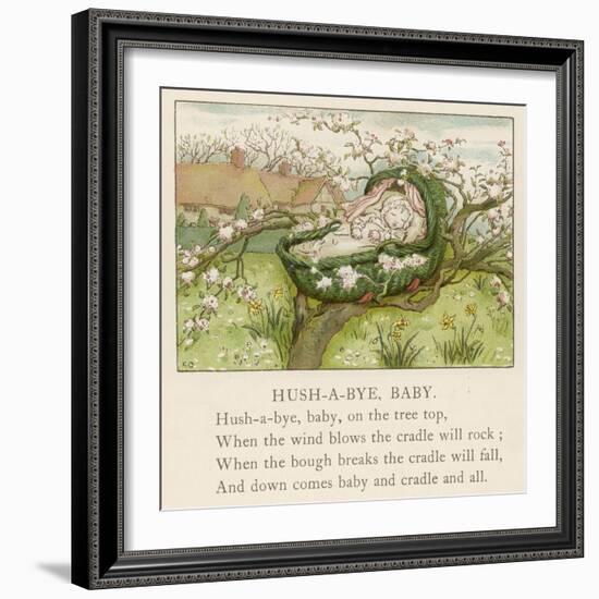 Baby Sleeps in Its Cradle Among the Apple Blossom Unaware of the Danger That-Kate Greenaway-Framed Photographic Print