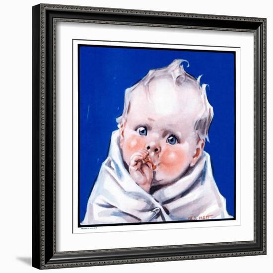 "Baby Sucking Thumb,"January 26, 1924-Neil Hott-Framed Giclee Print