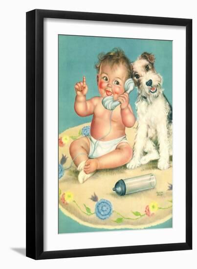 Baby Talks, Dog Listens-Charlotte Becker-Framed Giclee Print