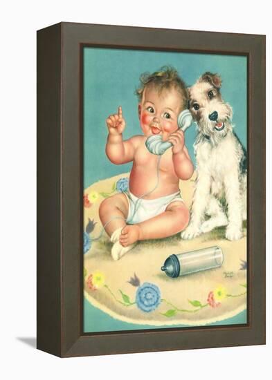 Baby Talks, Dog Listens-Charlotte Becker-Framed Premier Image Canvas