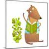 Baby Teddy Bear Character Reading Book Learning. Bear Cub Cute Sitting Studying and Learning Adorab-Popmarleo-Mounted Art Print