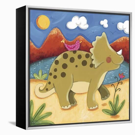 Baby Timmy The Triceratops-Sophie Harding-Framed Stretched Canvas