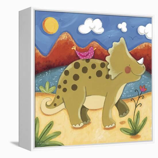 Baby Timmy The Triceratops-Sophie Harding-Framed Stretched Canvas