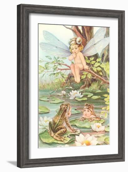 Baby with Dragonfly Wings and Frog Children--Framed Art Print