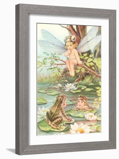 Baby with Dragonfly Wings and Frog Children-null-Framed Art Print