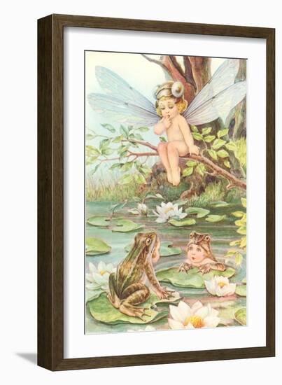 Baby with Dragonfly Wings and Frog Children-null-Framed Art Print