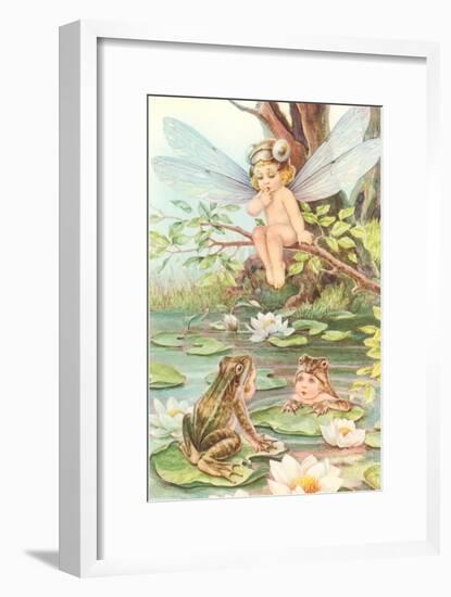 Baby with Dragonfly Wings and Frog Children-null-Framed Art Print