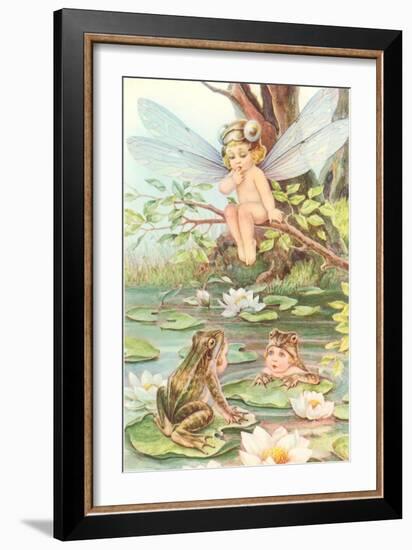 Baby with Dragonfly Wings and Frog Children-null-Framed Art Print