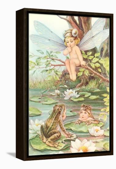 Baby with Dragonfly Wings and Frog Children-null-Framed Stretched Canvas