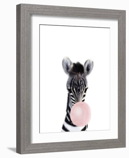 Baby Zebra Bubble Gum-Leah Straatsma-Framed Art Print