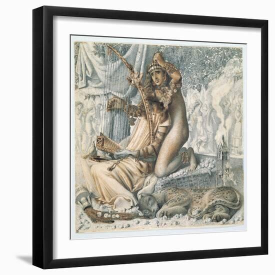 'Babylon Hath Been a Golden Cup', 1859 (Pen, Black & Brown Ink over Traces of Pencil on Paper)-Simeon Solomon-Framed Giclee Print