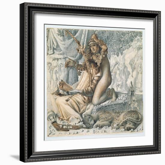 'Babylon Hath Been a Golden Cup', 1859 (Pen, Black & Brown Ink over Traces of Pencil on Paper)-Simeon Solomon-Framed Giclee Print