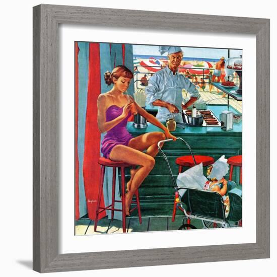 "Babysitter at Beach Stand", August 28, 1954-George Hughes-Framed Giclee Print