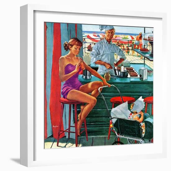 "Babysitter at Beach Stand", August 28, 1954-George Hughes-Framed Giclee Print