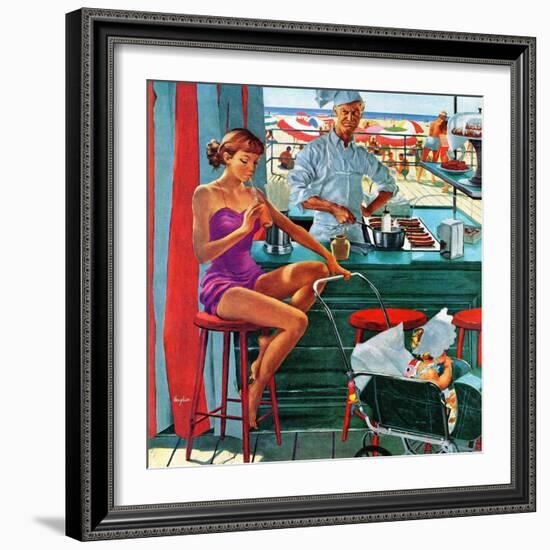 "Babysitter at Beach Stand", August 28, 1954-George Hughes-Framed Giclee Print