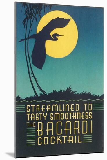 Bacardi Cocktail, Heron in Front of Moon-null-Mounted Art Print