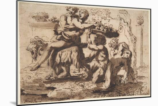 Bacchanal, C.1635-36 (Pen and Brown Ink, Brush and Brown Wash)-Nicolas Poussin-Mounted Giclee Print