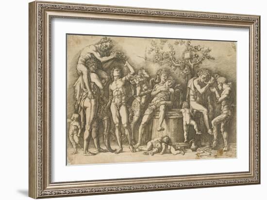 Bacchanal with a Wine Vat, c.1470-90-Andrea Mantegna-Framed Giclee Print