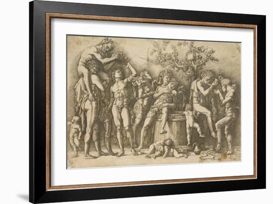 Bacchanal with a Wine Vat, c.1470-90-Andrea Mantegna-Framed Giclee Print