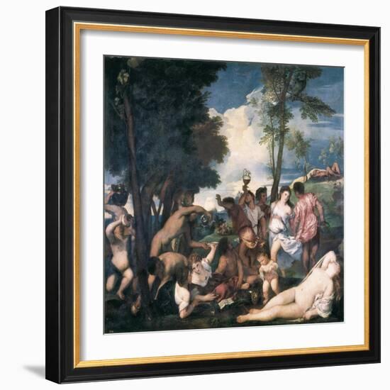 Bacchanal-Titian (Tiziano Vecelli)-Framed Art Print