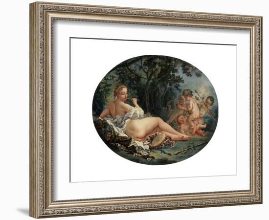 Bacchante Playing a Reed-Pipe, 18th Century-François Boucher-Framed Giclee Print