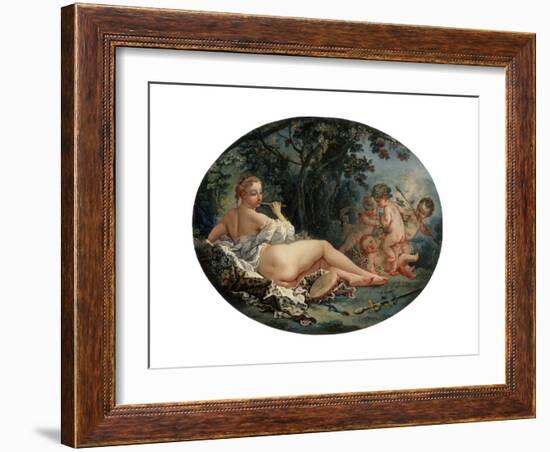 Bacchante Playing a Reed-Pipe, 18th Century-François Boucher-Framed Giclee Print