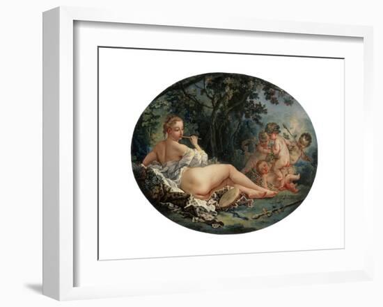 Bacchante Playing a Reed-Pipe, 18th Century-François Boucher-Framed Giclee Print