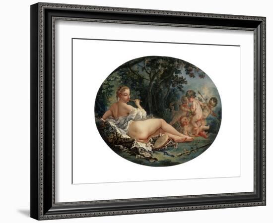 Bacchante Playing a Reed-Pipe, 18th Century-François Boucher-Framed Giclee Print