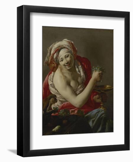 Bacchante with an Ape, 1627-Hendrick Ter Brugghen-Framed Giclee Print