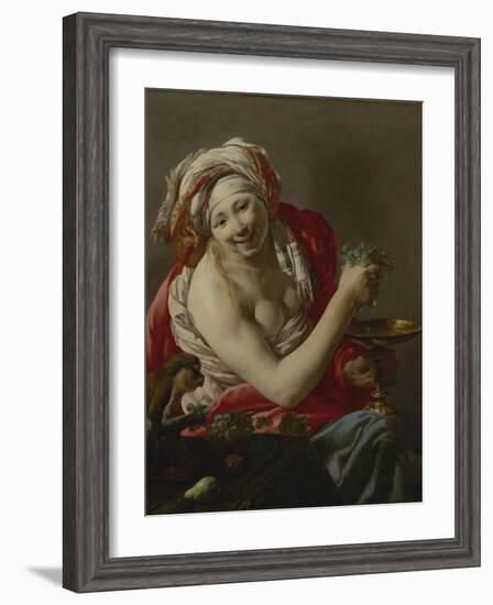 Bacchante with an Ape, 1627-Hendrick Ter Brugghen-Framed Giclee Print