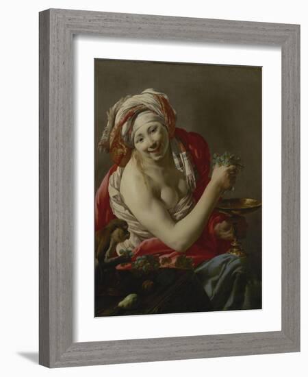 Bacchante with an Ape, 1627-Hendrick Ter Brugghen-Framed Giclee Print