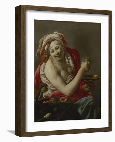 Bacchante with an Ape, 1627-Hendrick Ter Brugghen-Framed Giclee Print