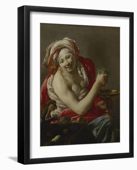 Bacchante with an Ape, 1627-Hendrick Ter Brugghen-Framed Giclee Print