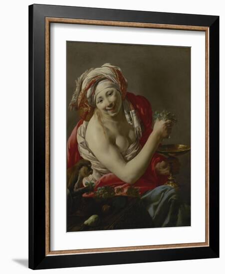 Bacchante with an Ape, 1627-Hendrick Ter Brugghen-Framed Giclee Print