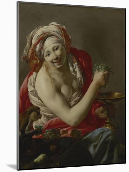 Bacchante with an Ape, 1627-Hendrick Ter Brugghen-Mounted Giclee Print