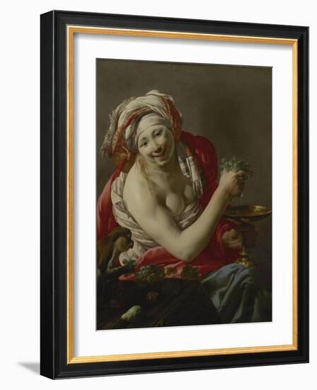 Bacchante with an Ape, 1627-Hendrick Ter Brugghen-Framed Giclee Print