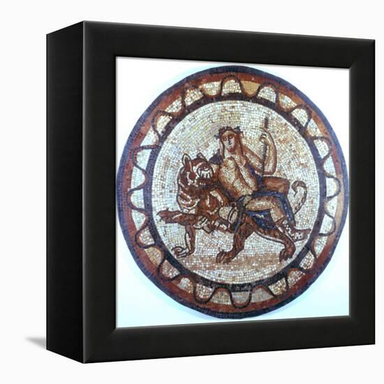 Bacchus, Ancient Roman God of Wine, Riding on a Tiger, Roman Mosaic, 1st or 2nd Century-null-Framed Premier Image Canvas