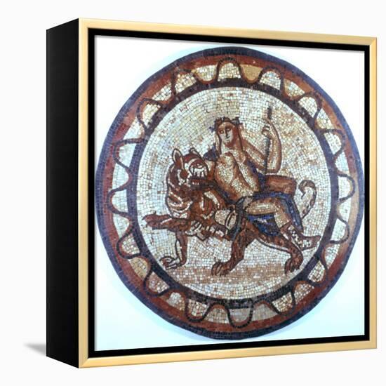 Bacchus, Ancient Roman God of Wine, Riding on a Tiger, Roman Mosaic, 1st or 2nd Century-null-Framed Premier Image Canvas