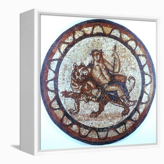 Bacchus, Ancient Roman God of Wine, Riding on a Tiger, Roman Mosaic, 1st or 2nd Century-null-Framed Premier Image Canvas