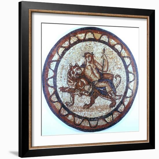 Bacchus, Ancient Roman God of Wine, Riding on a Tiger, Roman Mosaic, 1st or 2nd Century-null-Framed Giclee Print
