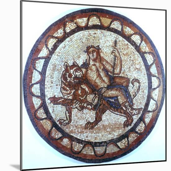 Bacchus, Ancient Roman God of Wine, Riding on a Tiger, Roman Mosaic, 1st or 2nd Century-null-Mounted Giclee Print