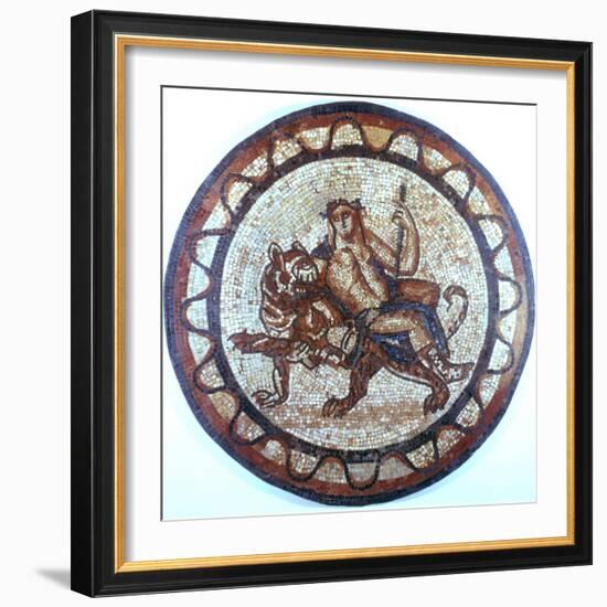 Bacchus, Ancient Roman God of Wine, Riding on a Tiger, Roman Mosaic, 1st or 2nd Century-null-Framed Giclee Print