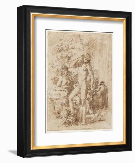 Bacchus and Erigone-Nicolas Poussin-Framed Giclee Print