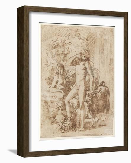 Bacchus and Erigone-Nicolas Poussin-Framed Giclee Print