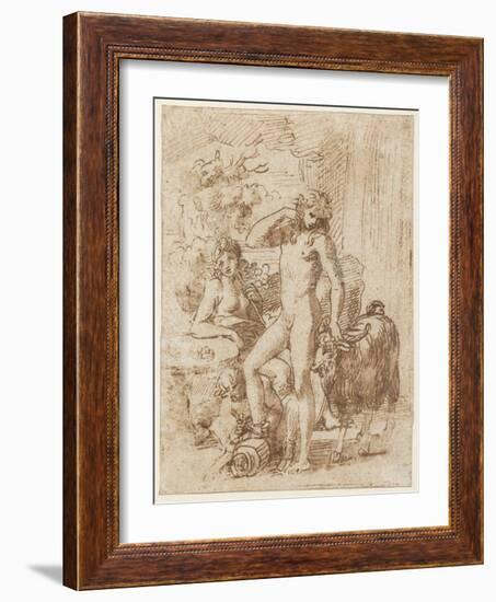 Bacchus and Erigone-Nicolas Poussin-Framed Giclee Print