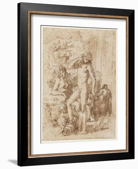 Bacchus and Erigone-Nicolas Poussin-Framed Giclee Print