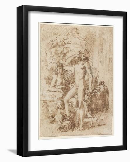 Bacchus and Erigone-Nicolas Poussin-Framed Giclee Print